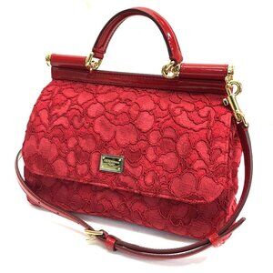 DOLCE & GABBANA Red Leather Shoulder Bag